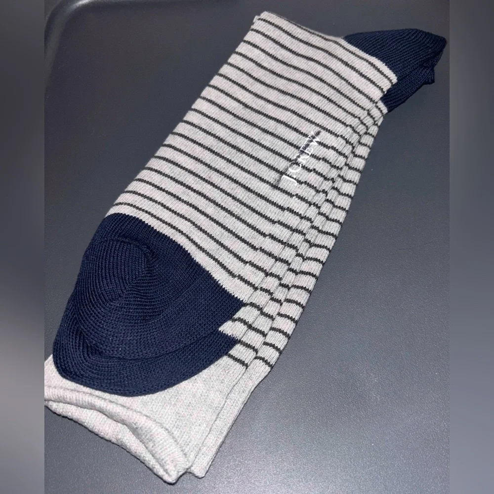 NWT J.Crew Men’s Socks Lot. Navy Stripe & Gray Casual Work Office Academia OS